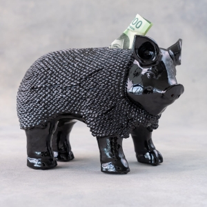 Alcancía de barro vidriado